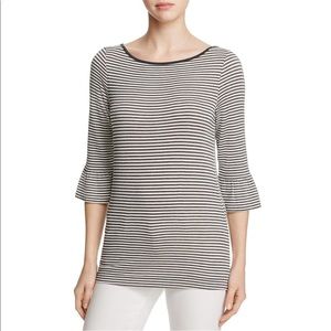 Three Dots Striped Bell Sleeve Top